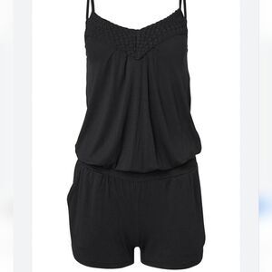 Lascana Venus black casual romper, spaghetti straps, shorts, XS
